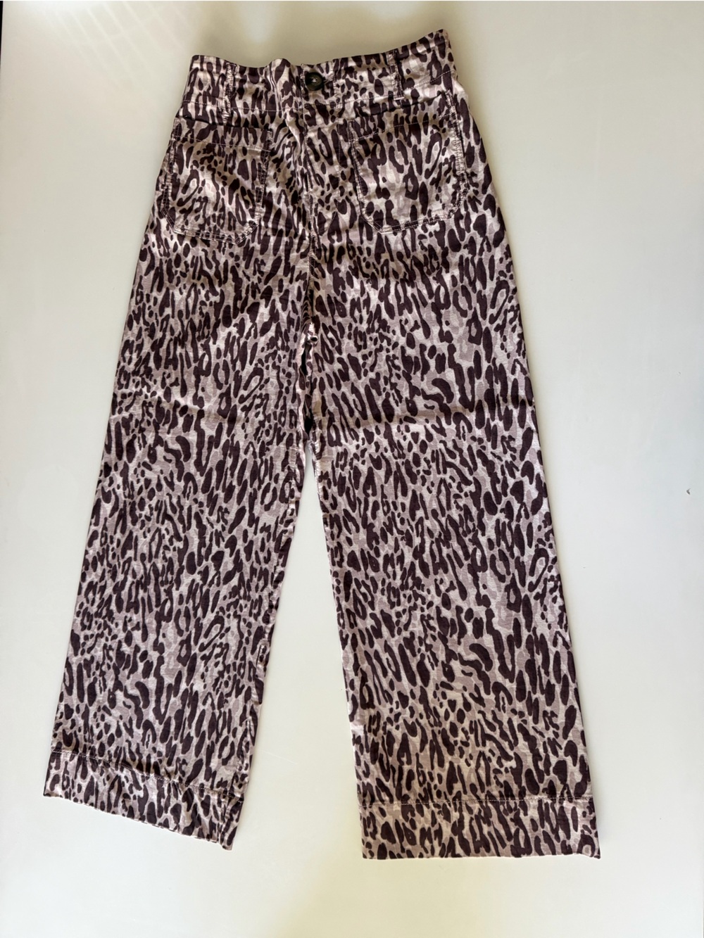 Maeve Collette Cropped Animal Print Wide-Leg Pants in Taupe and Black - Size 28